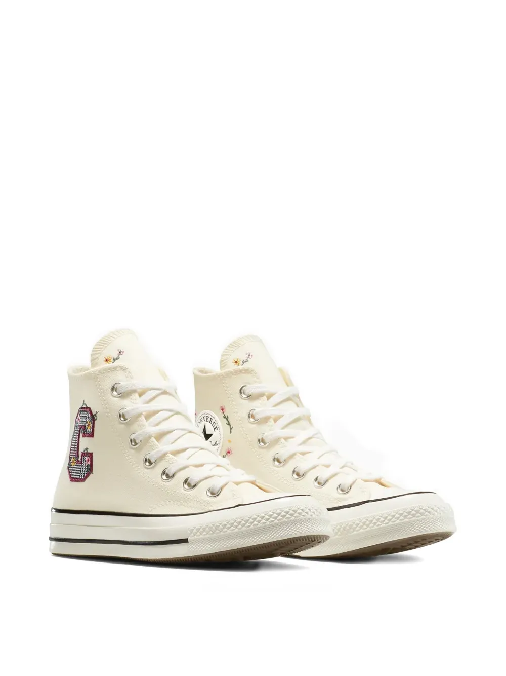 Converse Chuck 70 Floral-embroidered Sneakers In Neutral