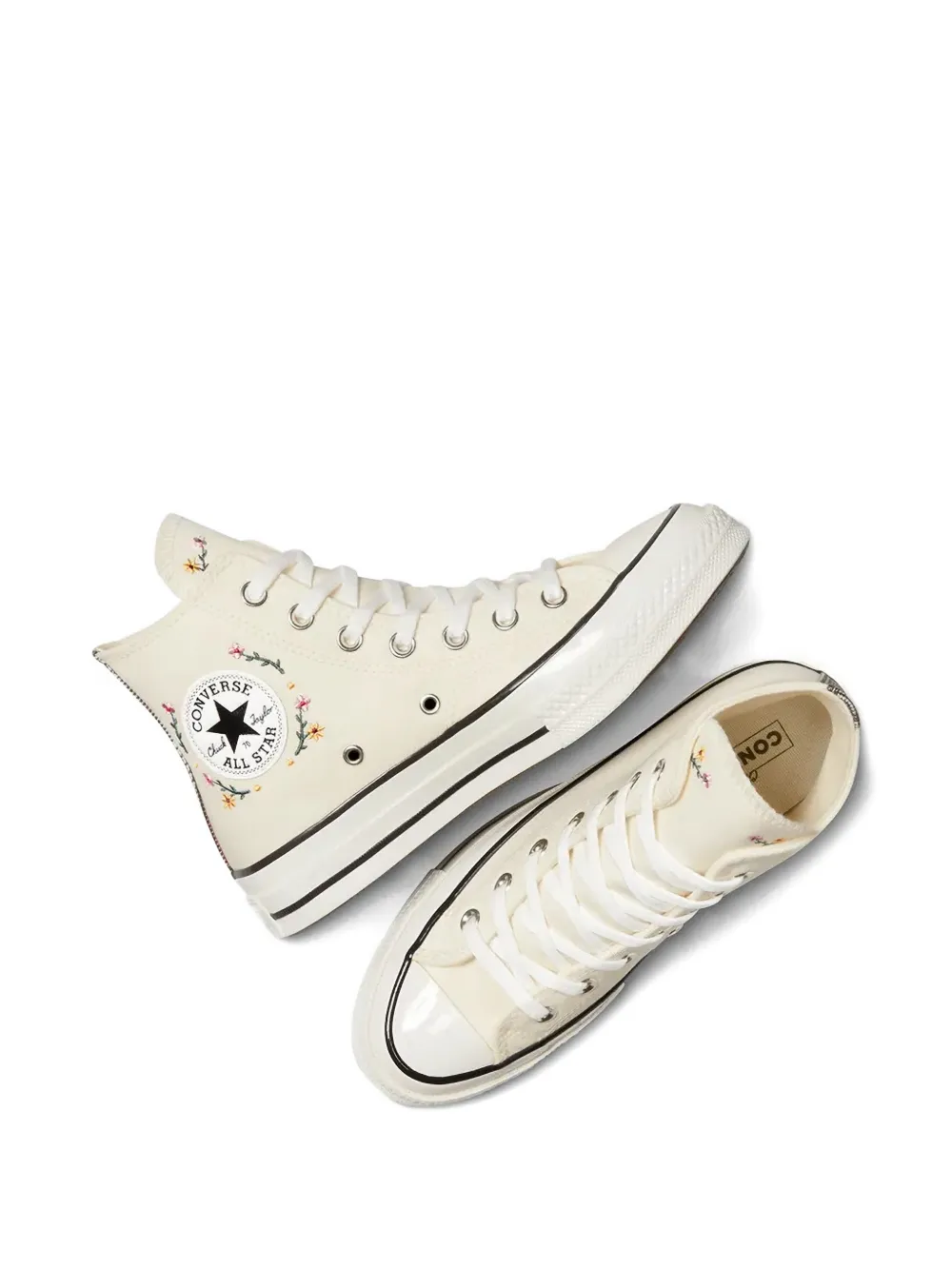 Converse Chuck 70 Floral-embroidered Sneakers In Neutral