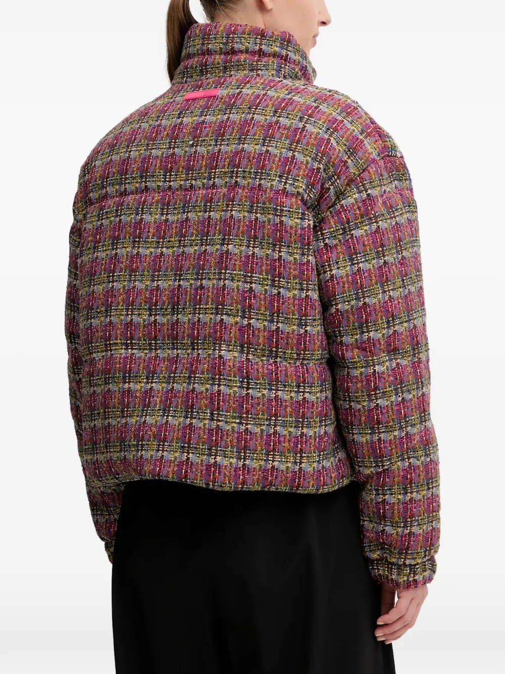 Ea7 Plaid Puffer Jacket In Purple