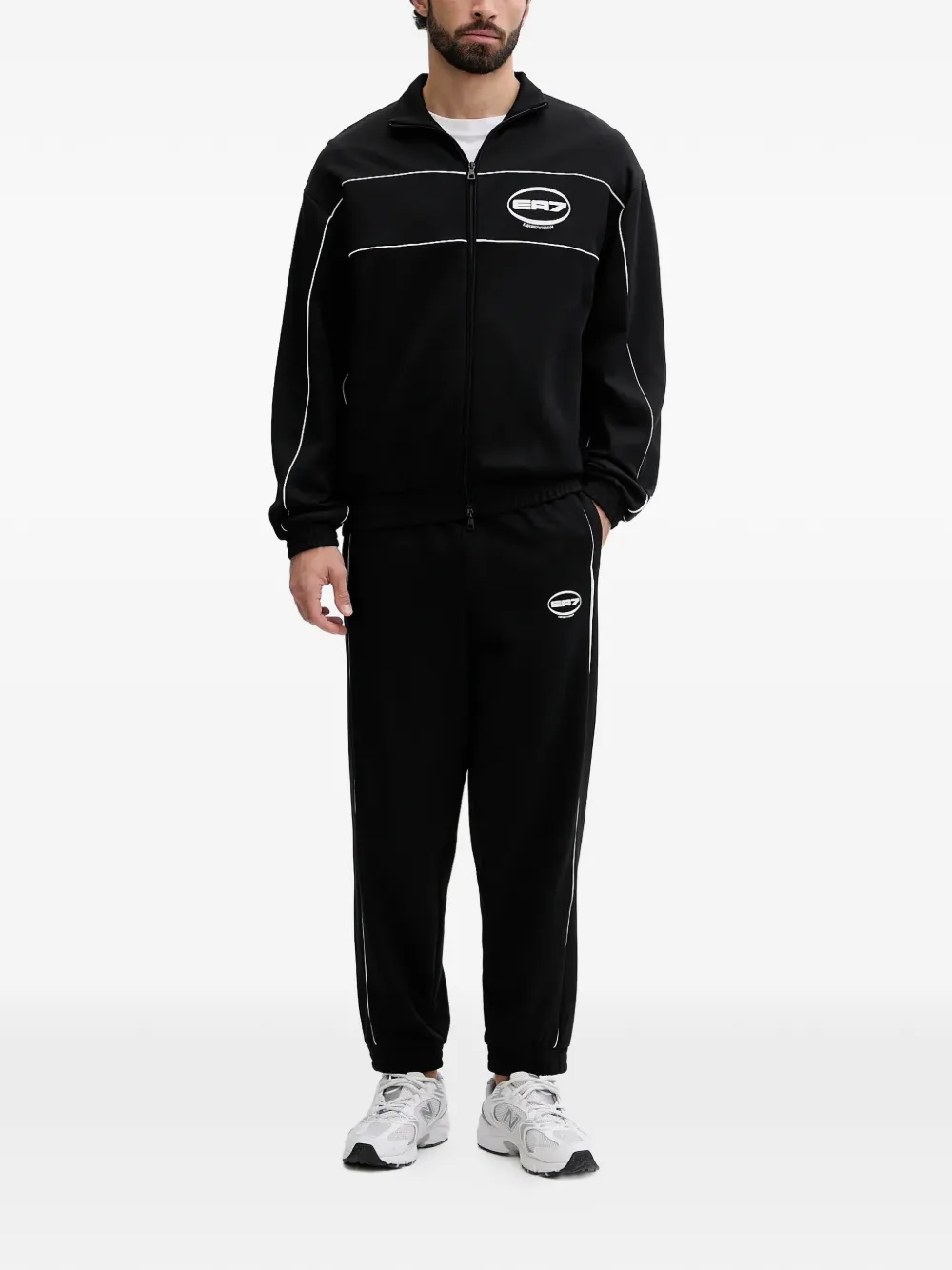Ea7 Logo Stripe Jacket In Black