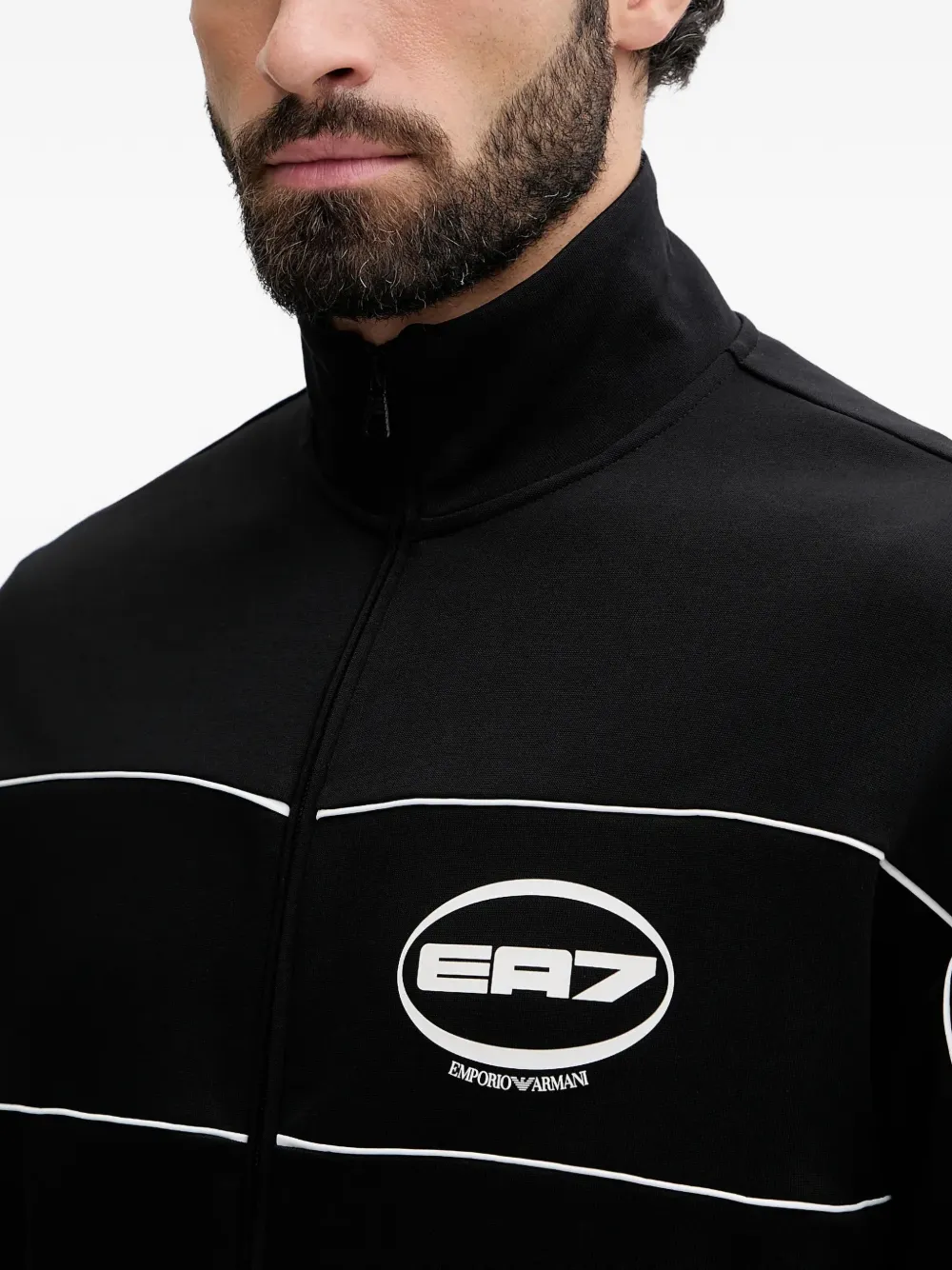 Ea7 Logo Stripe Jacket In Black