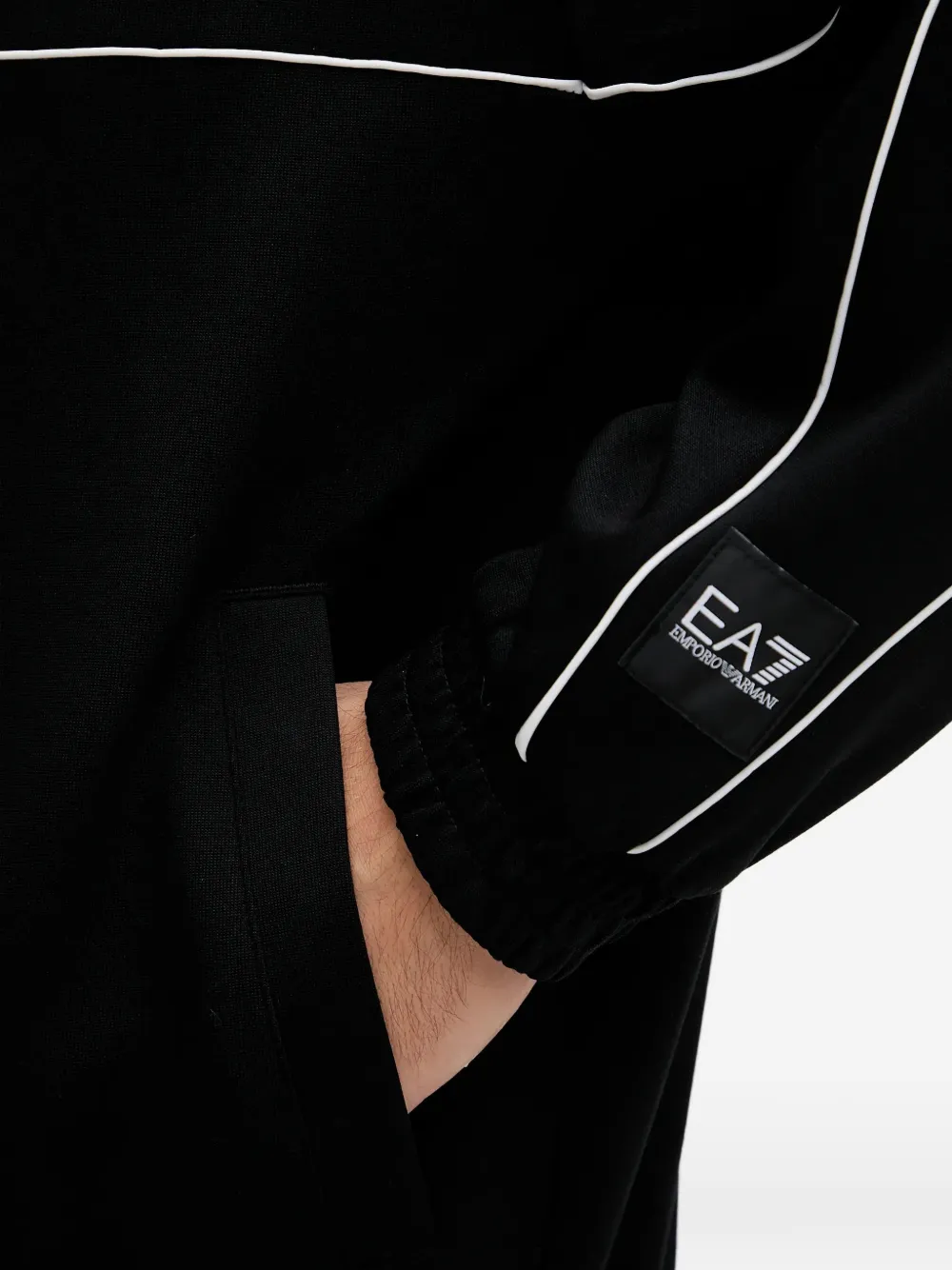 Ea7 Logo Stripe Jacket In Black