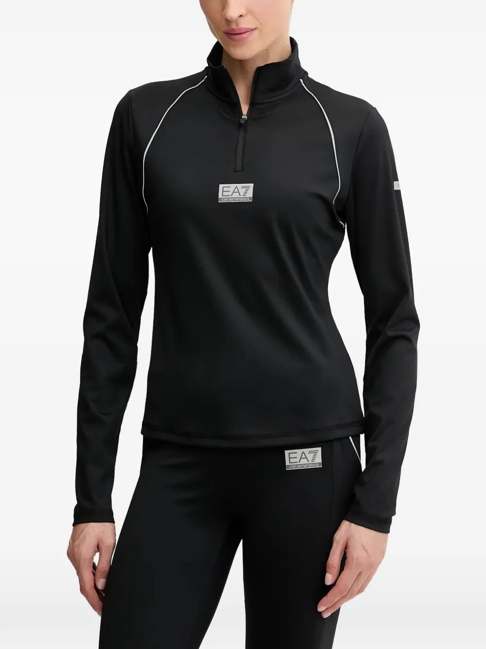 Ea7 Logo-patch Sweatshirt In Black