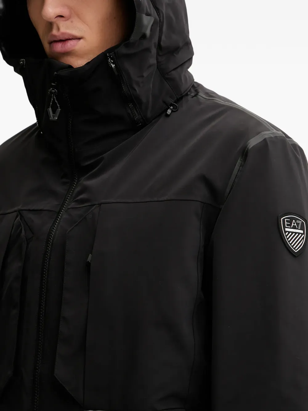 Ea7 Hooded Ski Jacket In Black