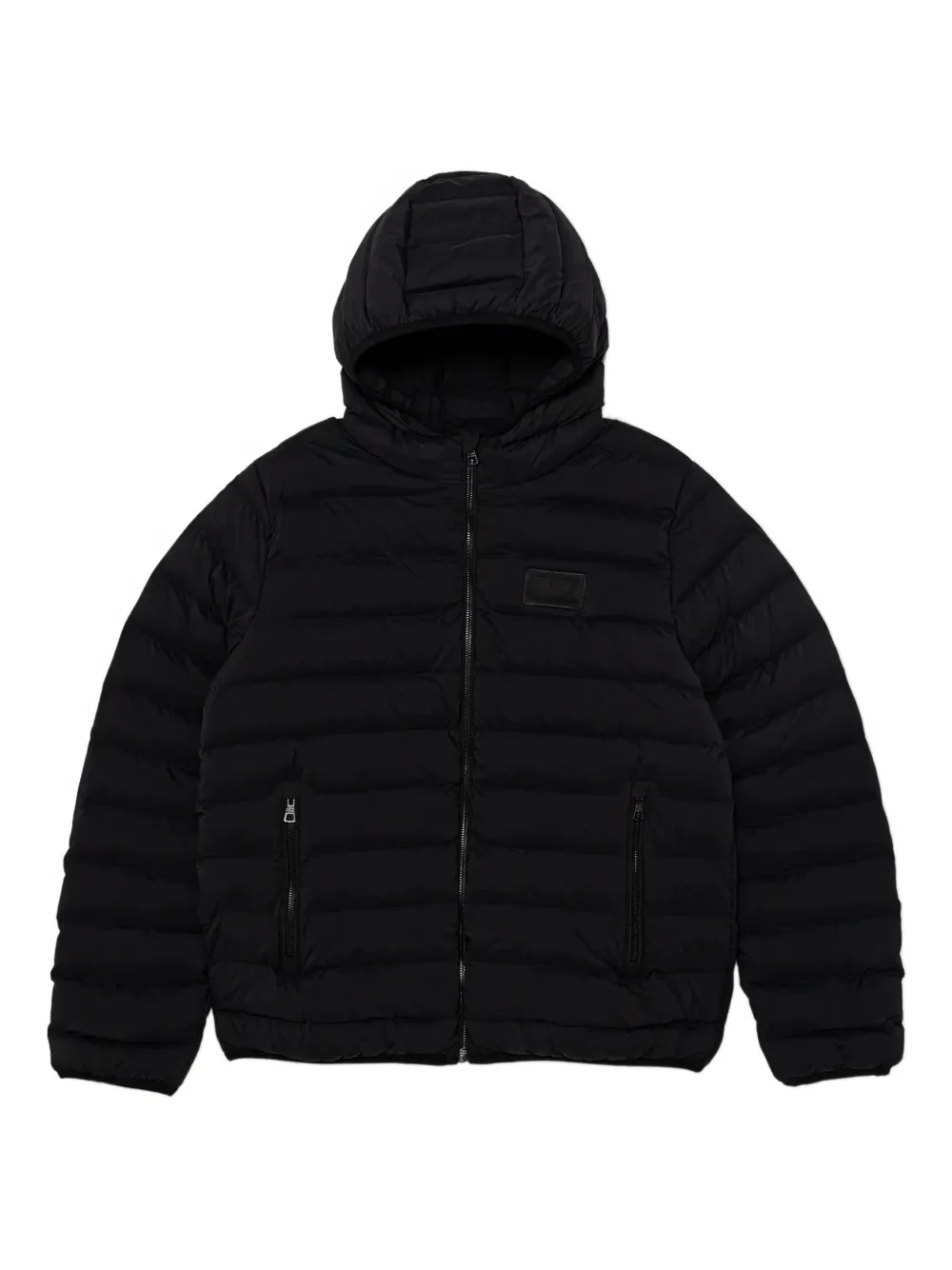 Ea7 Kids' Hooded Padded Jacket In Black