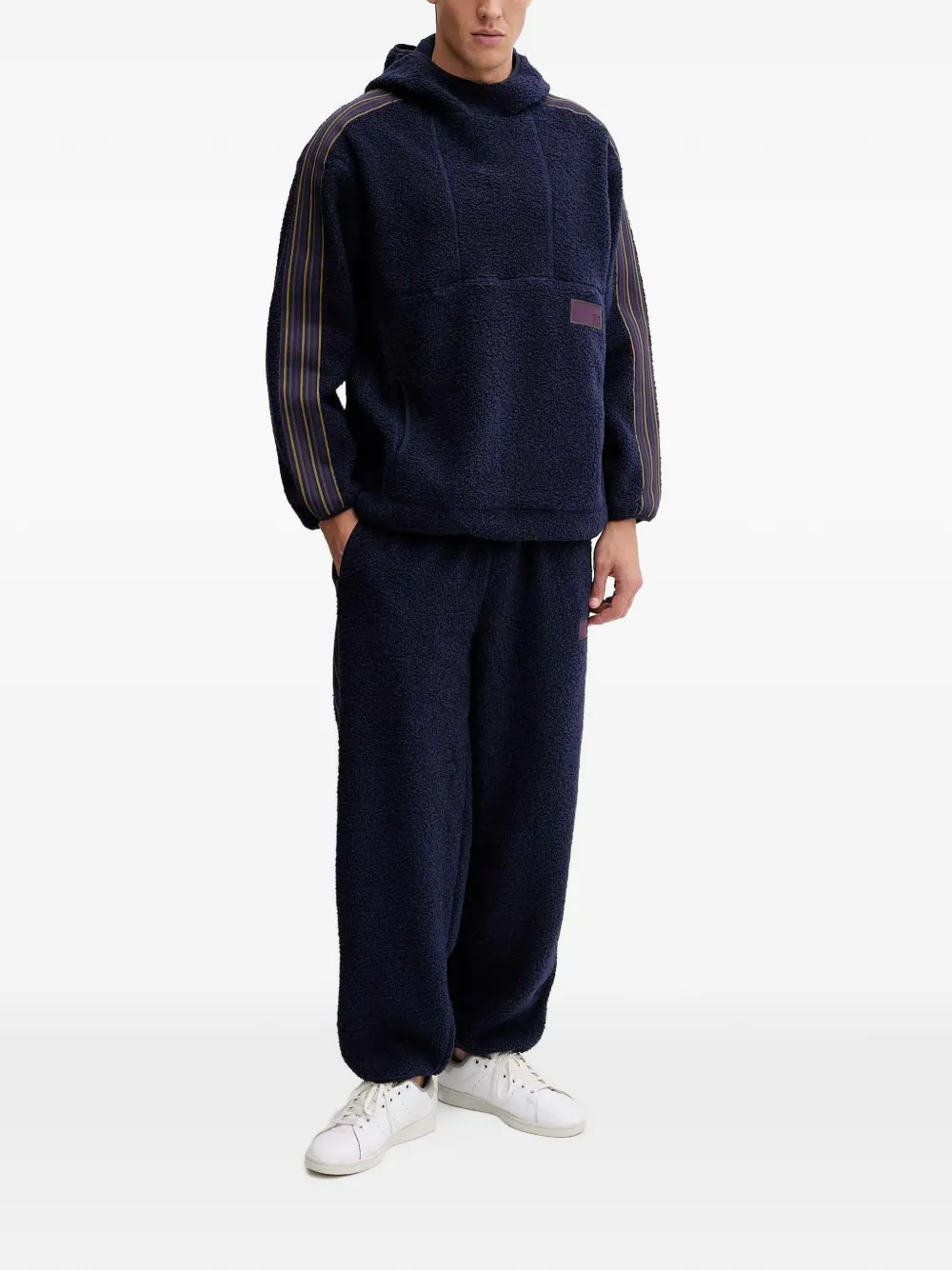 Ea7 Striped Hoodie In Blue