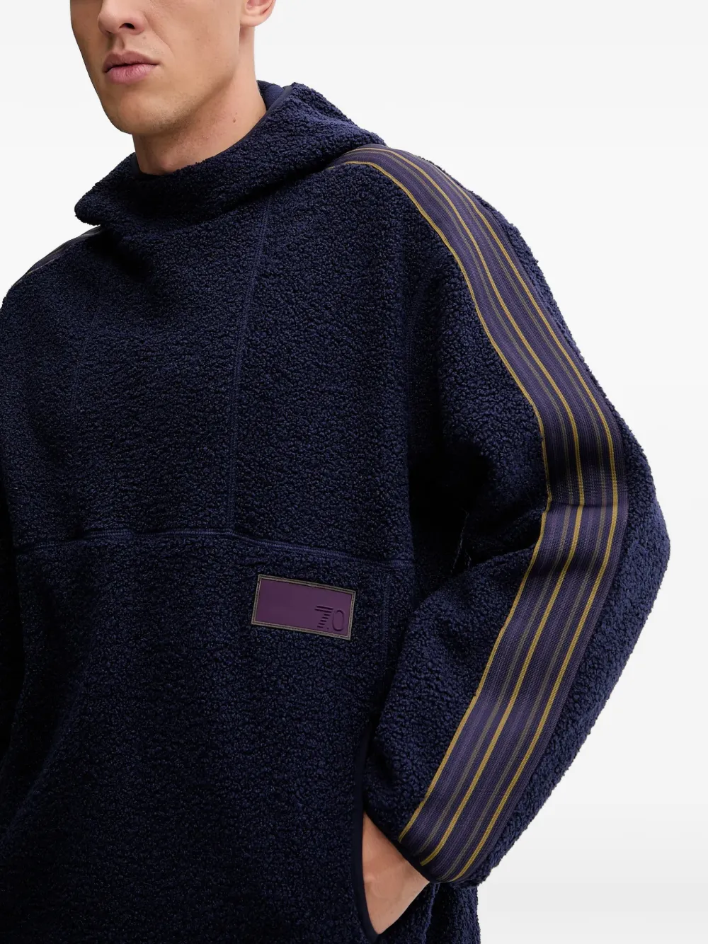 Ea7 Striped Hoodie In Blue