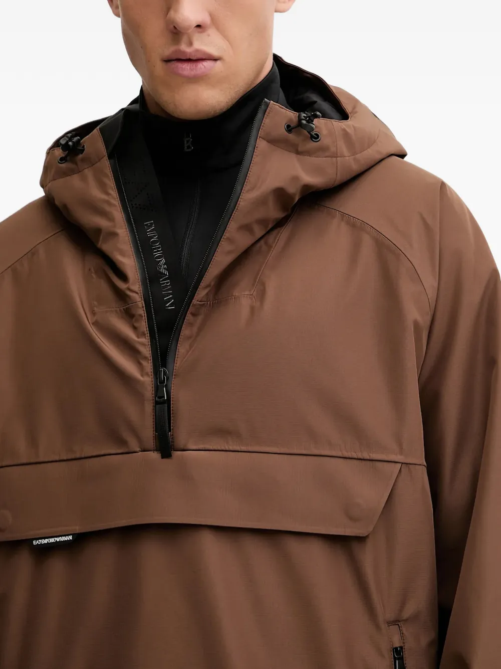 Ea7 Hooded Ski Jacket In Brown