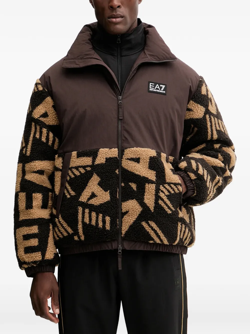 Ea7 Emporio Armani logo-patch jacket - Marrone