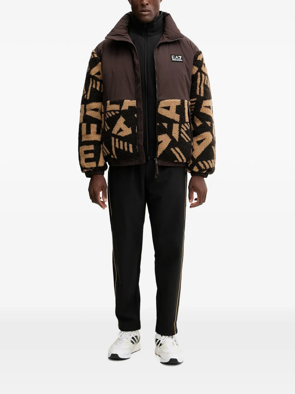 Ea7 Logo-patch Jacket In Brown