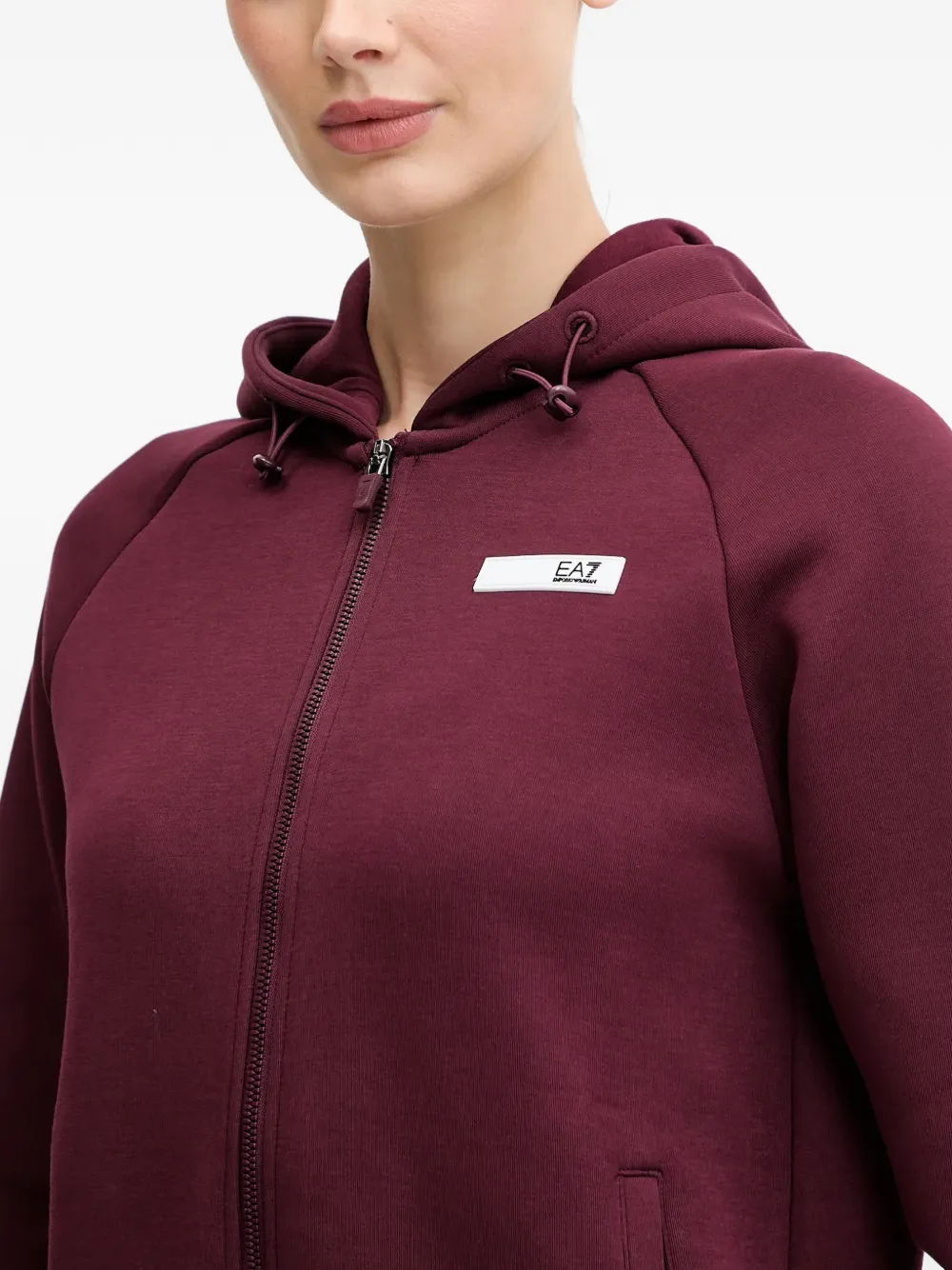 Ea7 Zip Hooded Top In Red