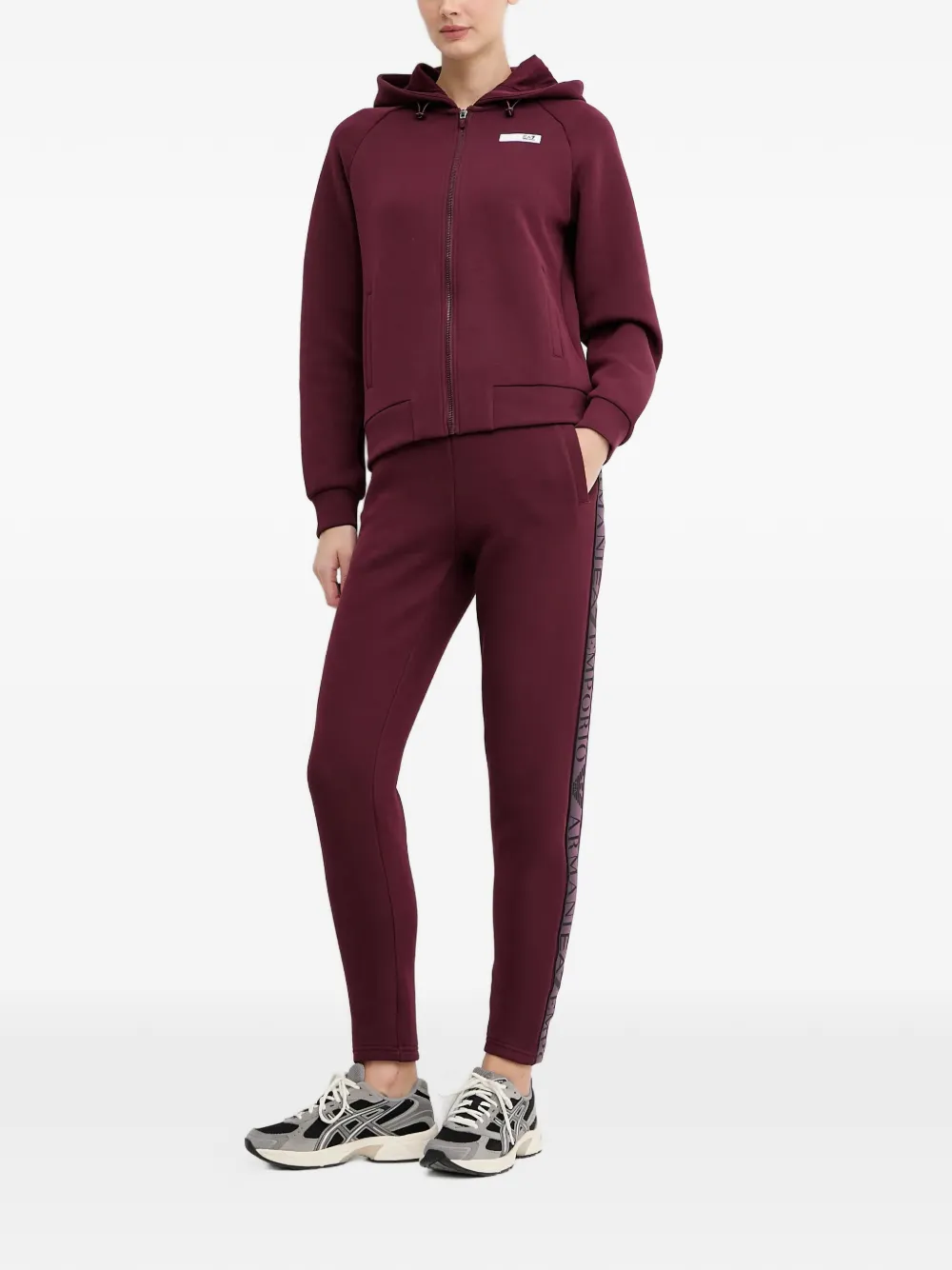 Ea7 Zip Hooded Top In Red