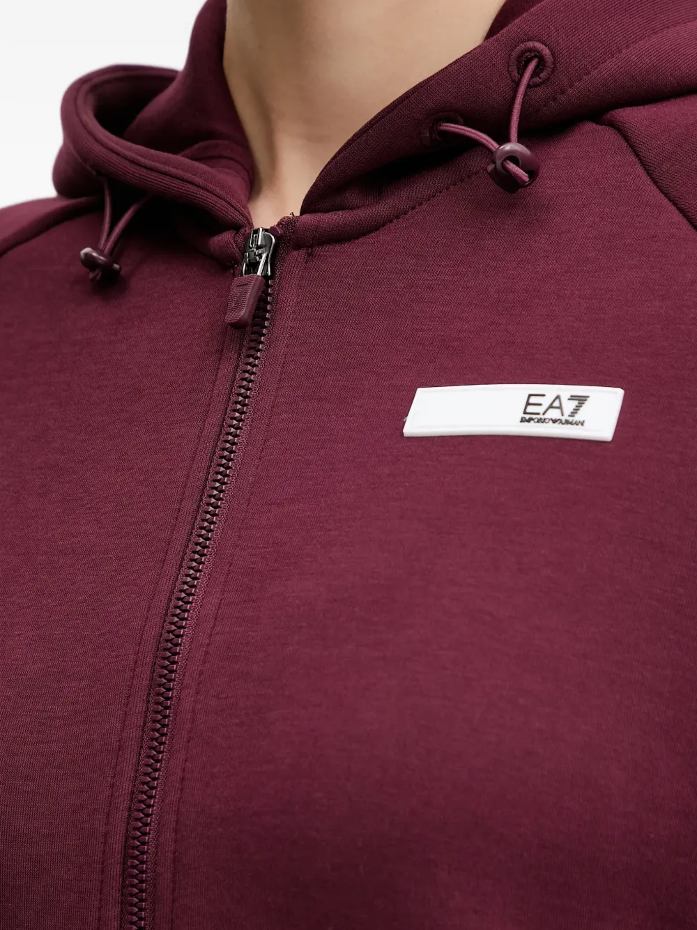 Ea7 Zip Hooded Top In Red