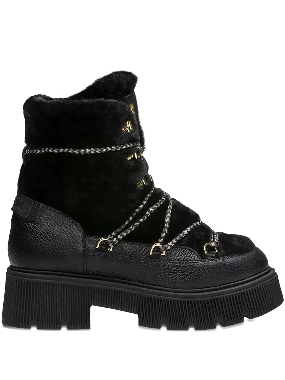 BOGNER fur trim lace-up boots | Black | Image 1