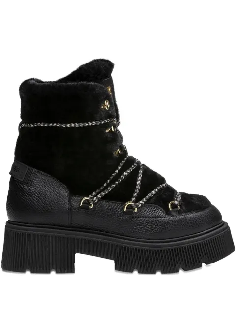 BOGNER fur trim lace-up boots