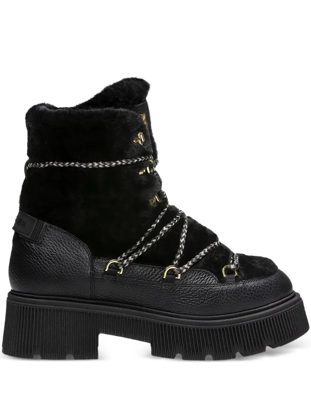 BOGNER fur trim lace-up boots | Black | Image 1