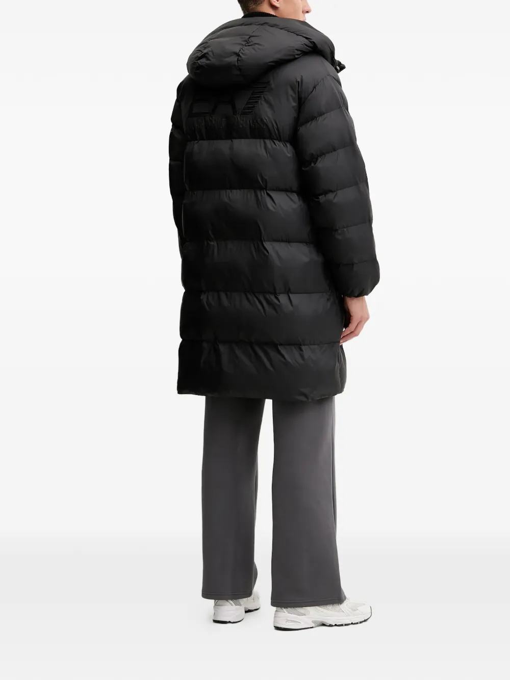 Ea7 Logo Patch Padded Coat In Black