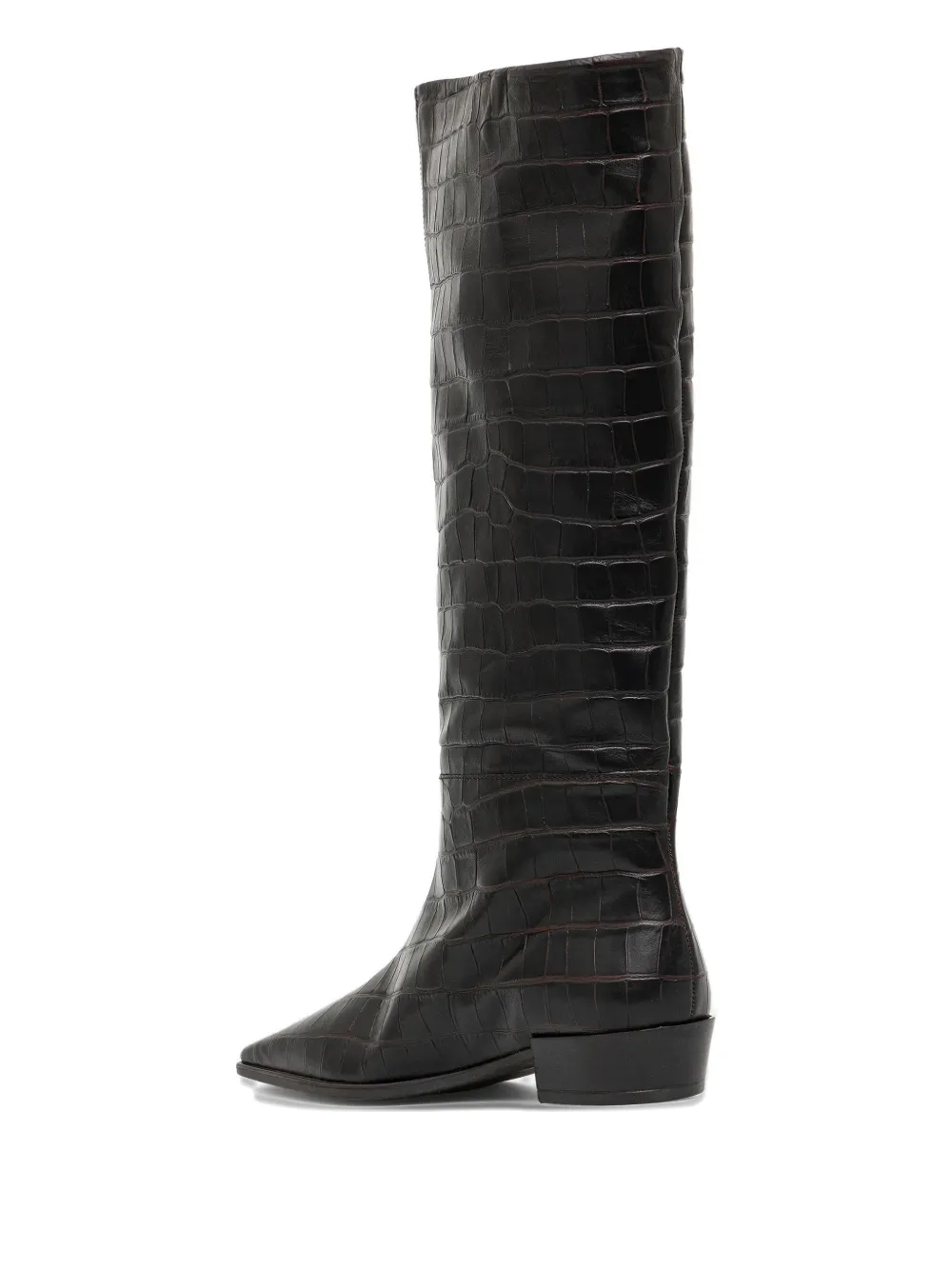 Copenhagen pointed-toe crocodile-effect knee-high boots Bruin