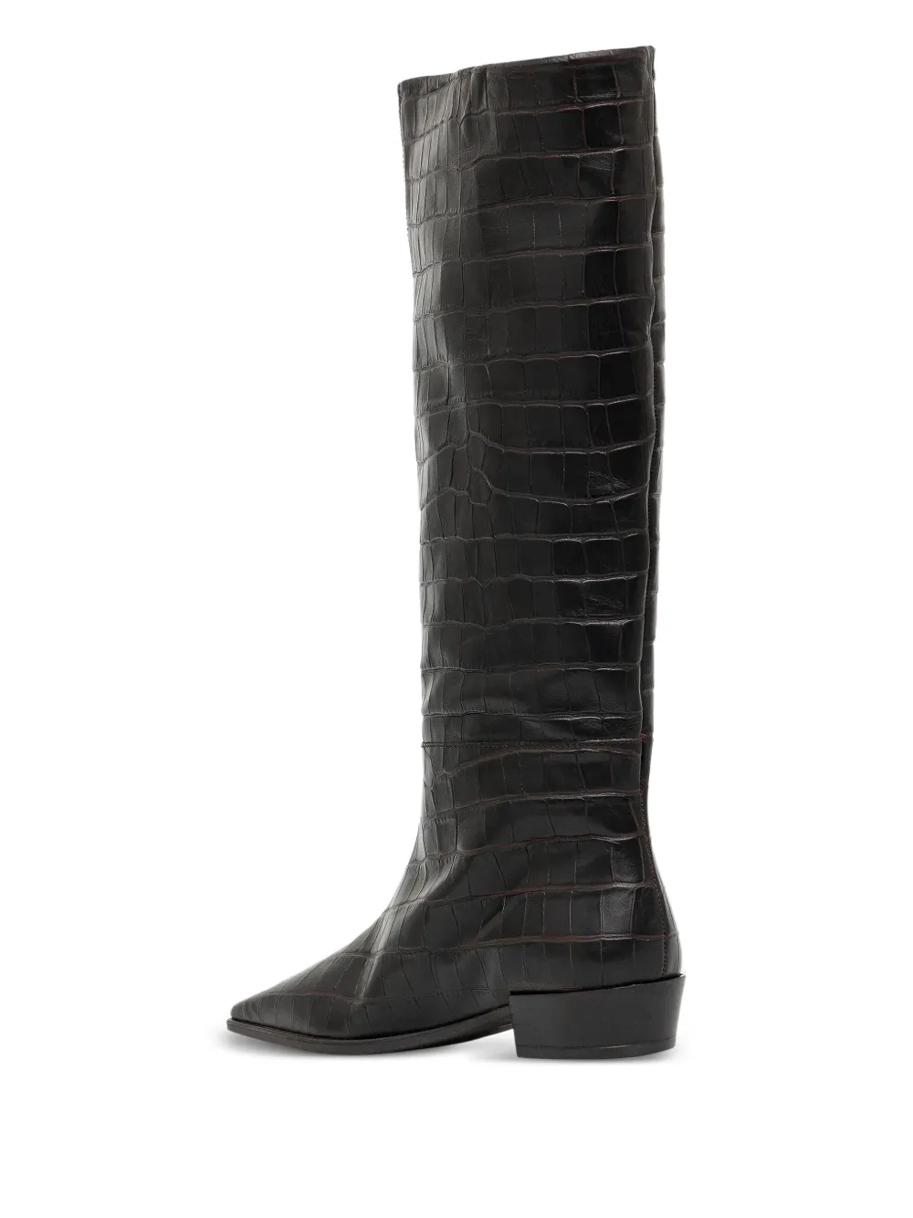  Copenhagen Pointed-toe Crocodile-effect Knee-high Boots - Brown 