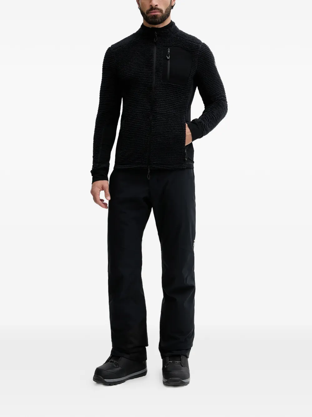 Ea7 Emporio Armani Bear Fleece zip-up textured knitwear - Zwart