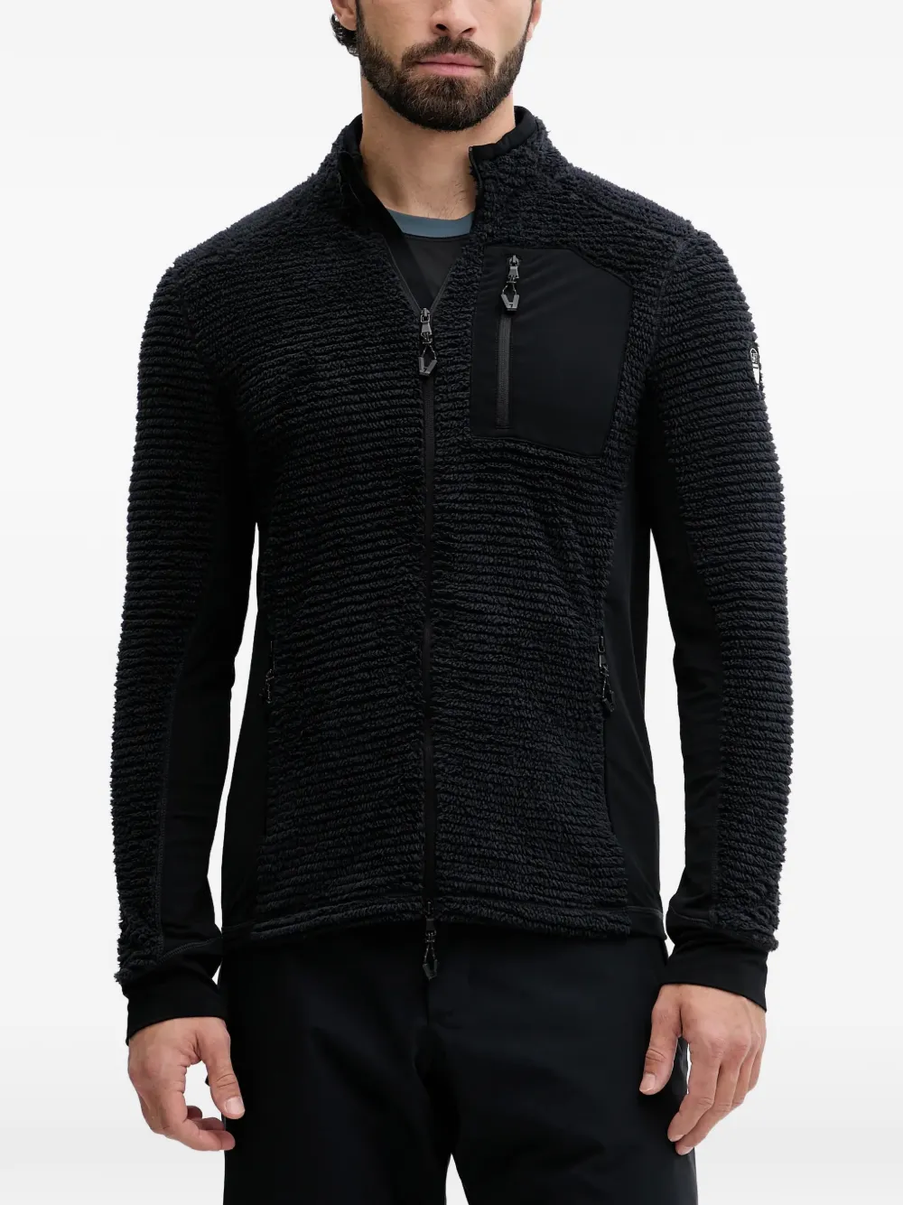 Ea7 Emporio Armani Bear Fleece zip-up textured knitwear - Nero