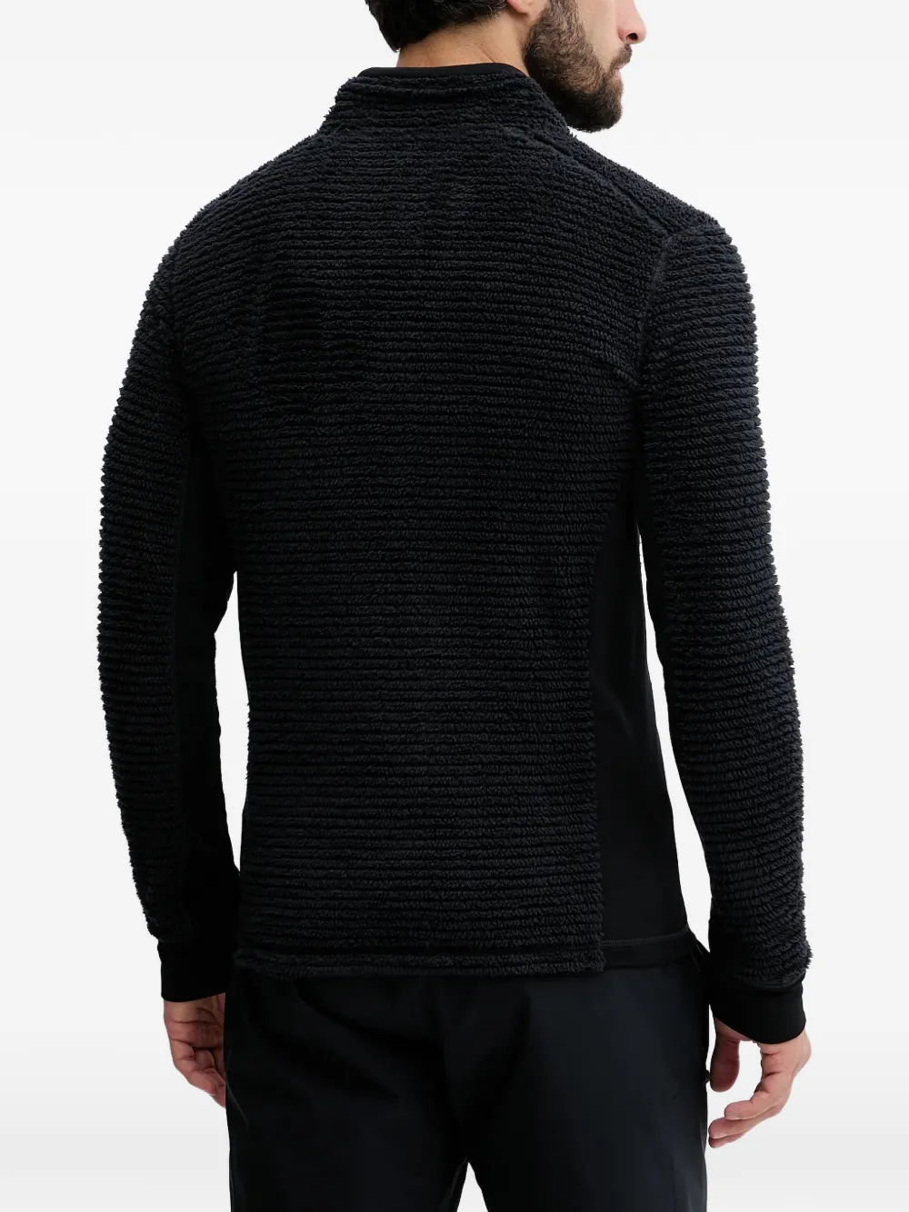 Ea7 Emporio Armani Bear fleece gebreide trui met textuur en rits Zwart