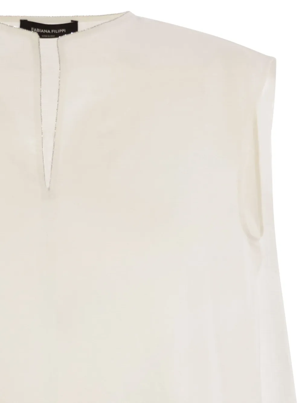 Metallic-Trim Linen Top