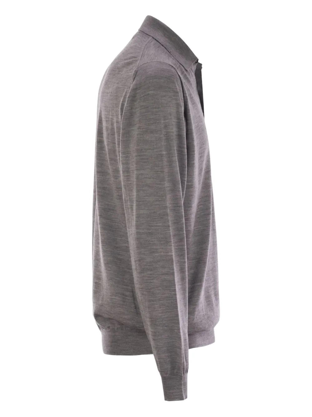 Fedeli Wollen poloshirt met drie knopen - Grijs