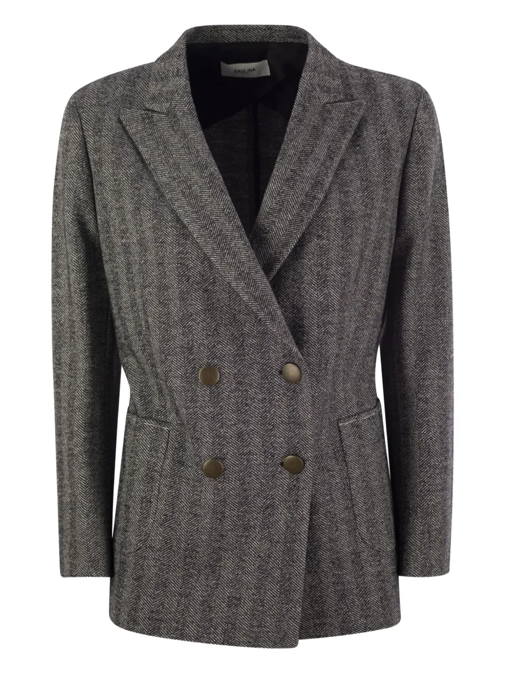 Saulina Assunta Herringbone Blazer In Gray
