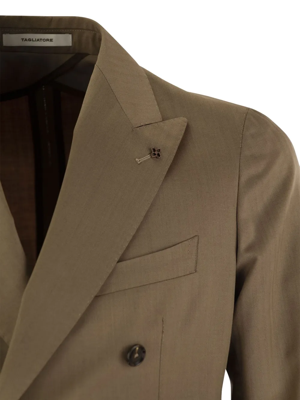 Tagliatore Double-breasted Wool Suit In Brown