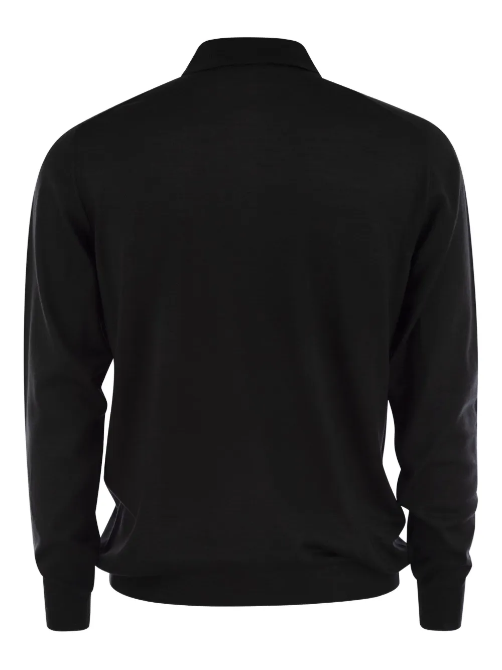 Fedeli Poloshirt met drie knopen en lange mouwen - Zwart