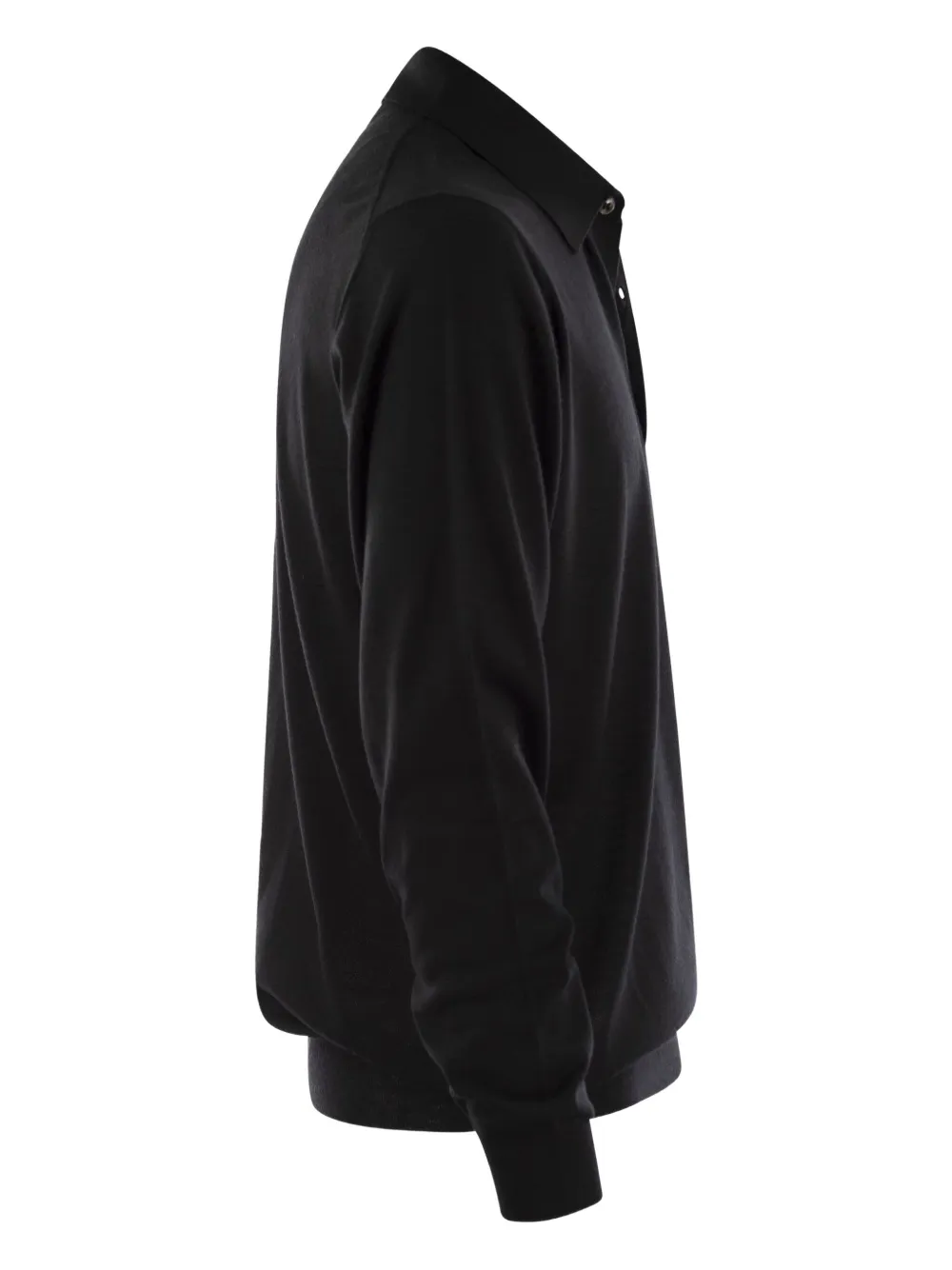  Fedeli Three-button Long-sleeve Polo Shirt - Black 