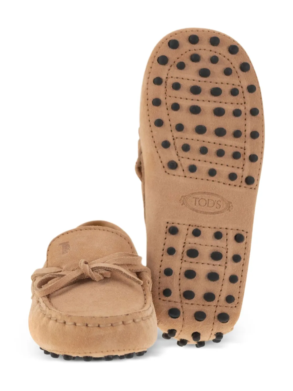 Tod's Kids Grommino suède loafers met veters Beige