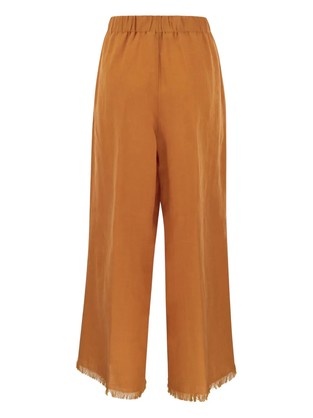Elastic-Waist Fringed-Hem Trousers