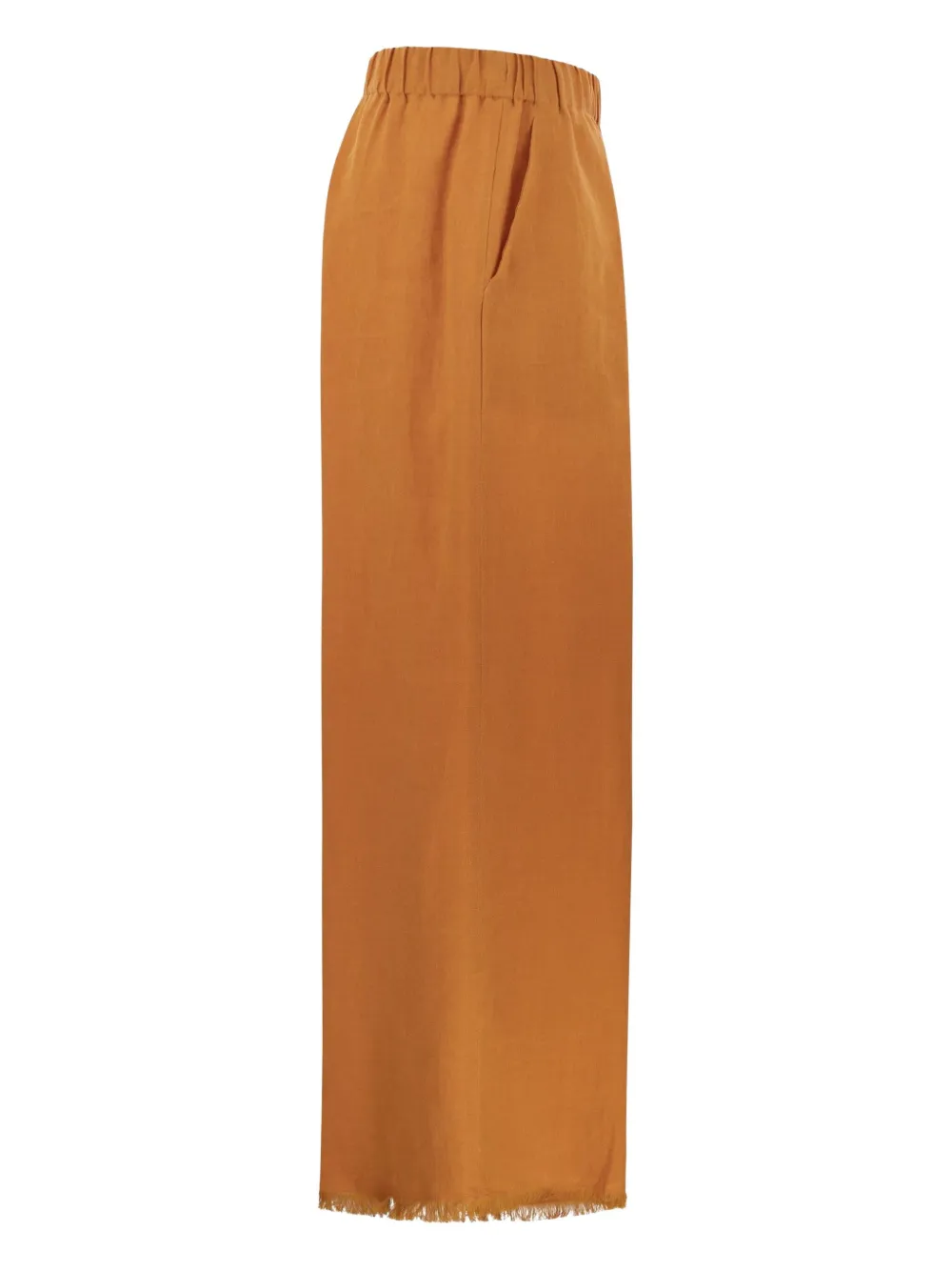 Elastic-Waist Fringed-Hem Trousers
