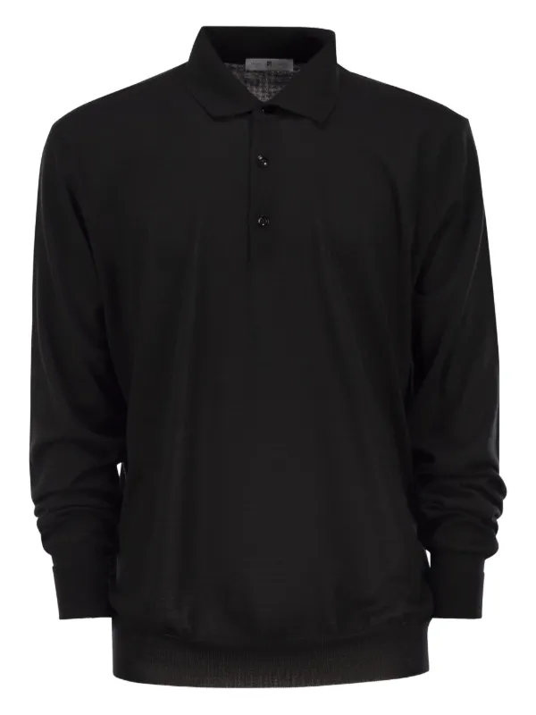 PT Torino Wool Polo Shirt in Black