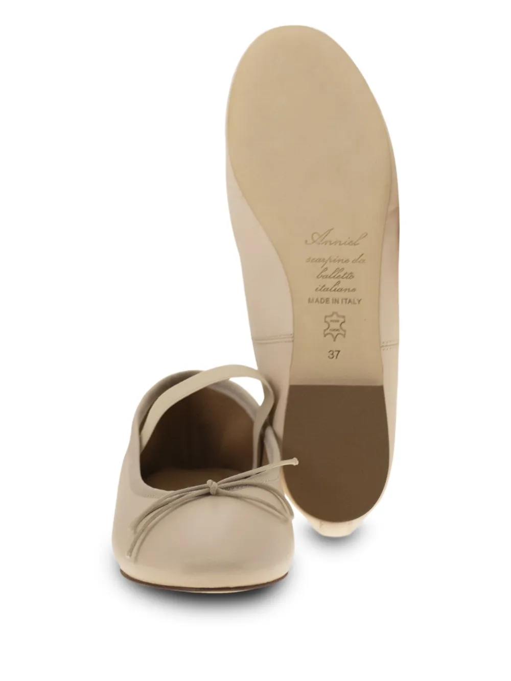 anniel Ballerina's met elastische band en strik Beige