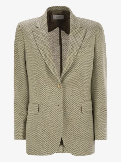 SAULINA Angelica herringbone button-fastening blazer