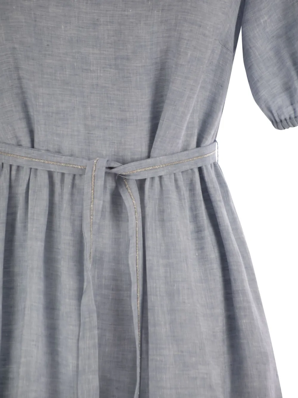 Peserico Flounce Belted Linen Dress In Gray
