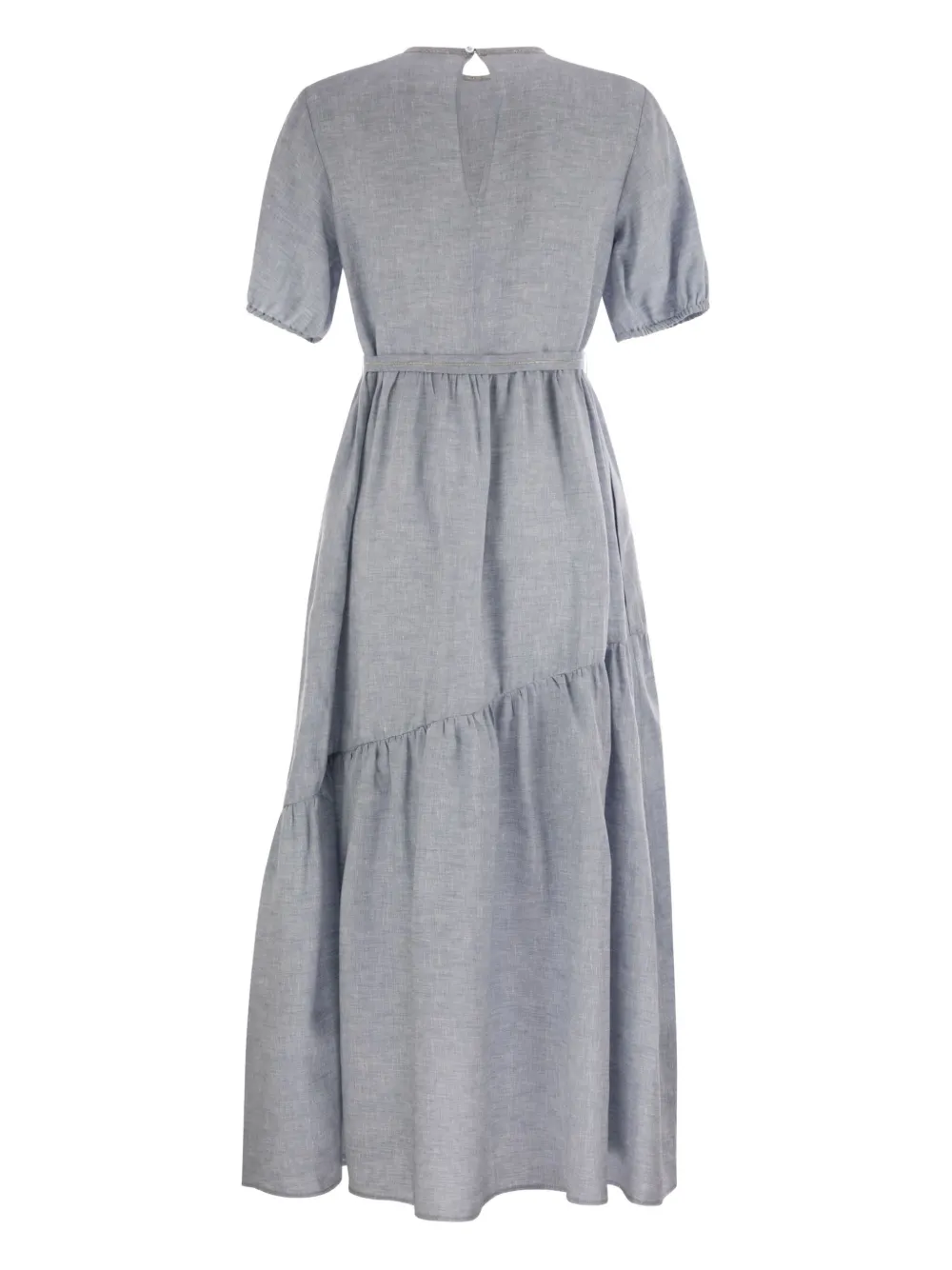 Peserico Flounce linnen jurk met ceintuur - Blauw