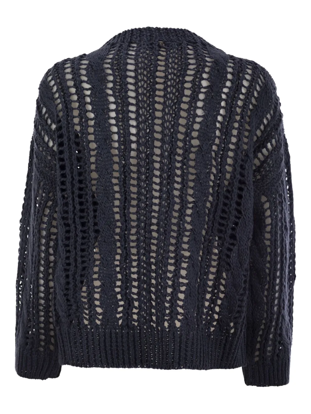 Brunello Cucinelli Long-sleeve Open-work Sweater In Multi