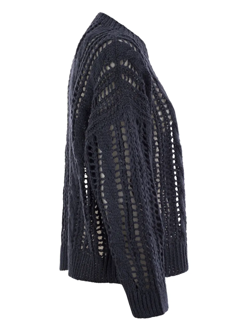 Brunello Cucinelli Long-sleeve Open-work Sweater In Multi