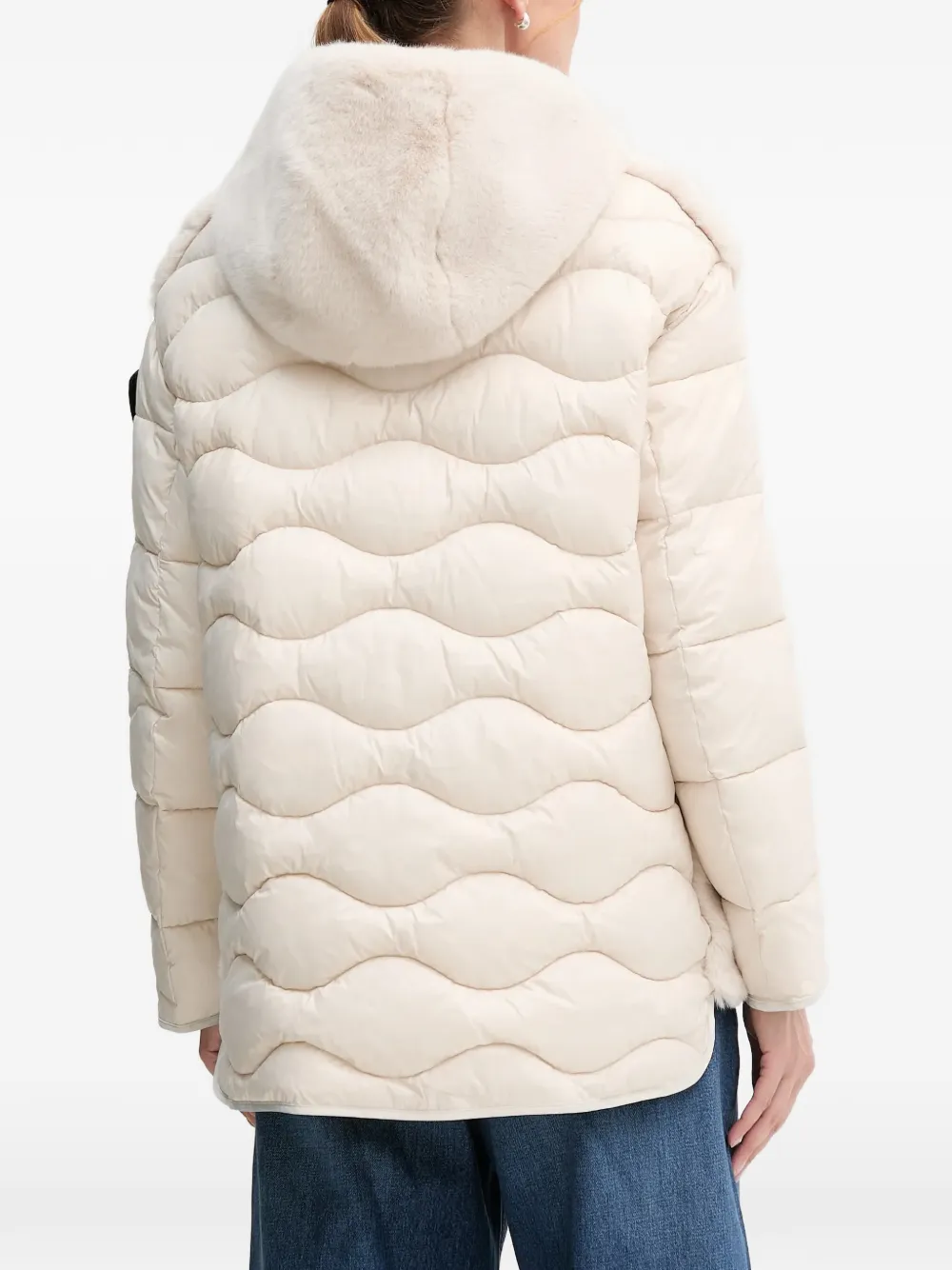 Blauer Gewatteerd jack met capuchon Beige