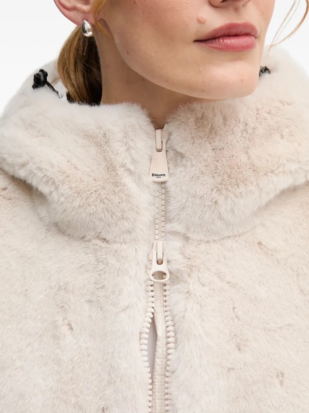 Blauer Gewatteerd jack met capuchon Beige