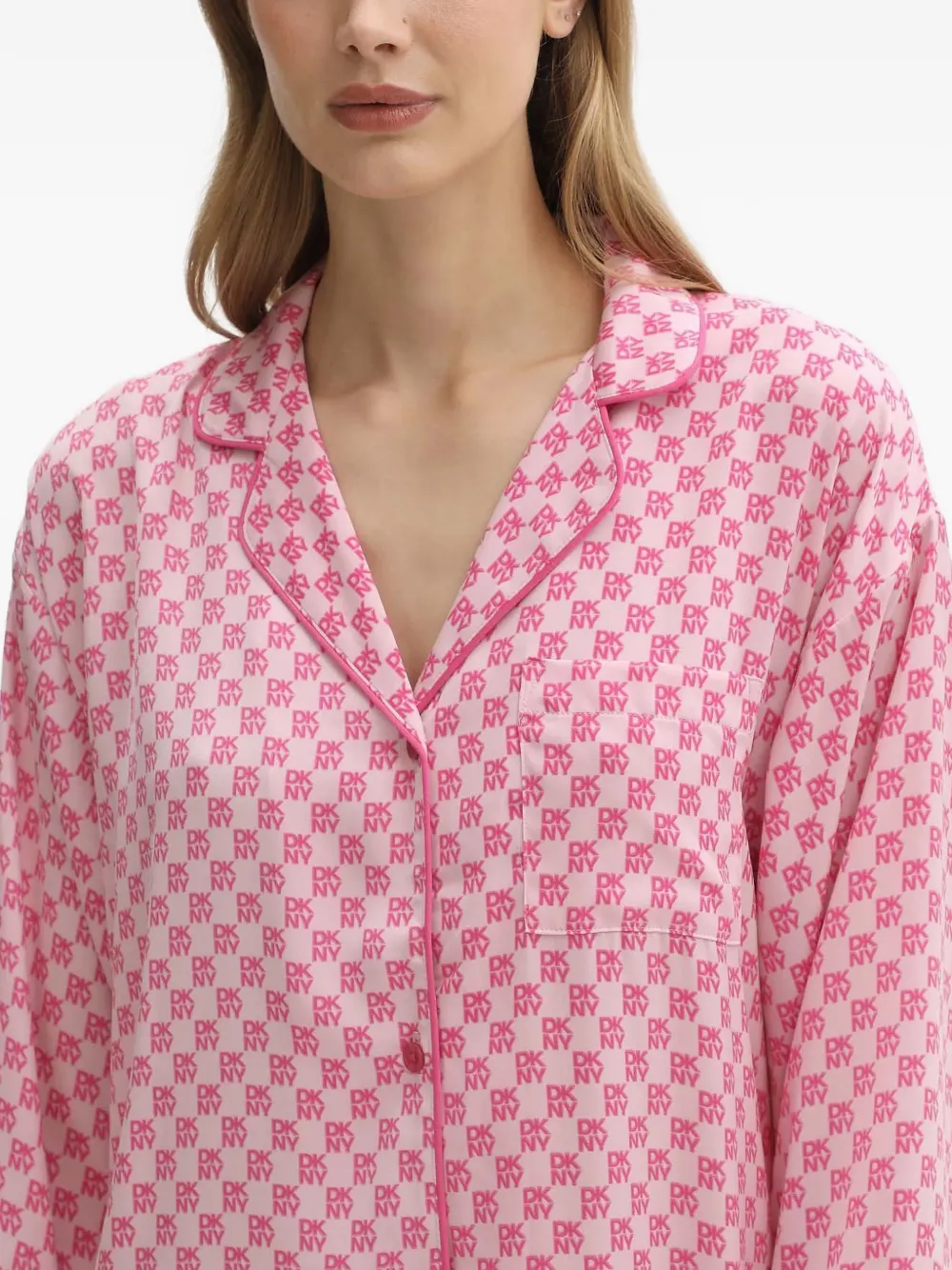 DKNY buttoned patterned nightdress Roze