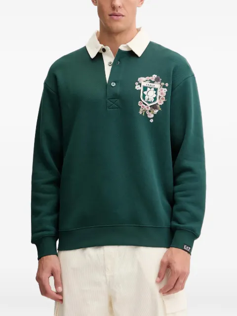 Ea7 Emporio Armani floral-print elbow-patch polo shirt 