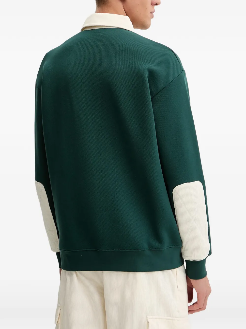 Ea7 Floral-print Elbow-patch Polo Shirt In Green