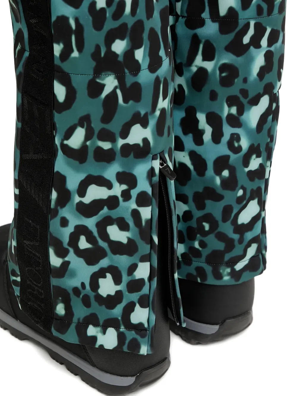 Ea7 Leopard Print Zip Ski Trousers In Black