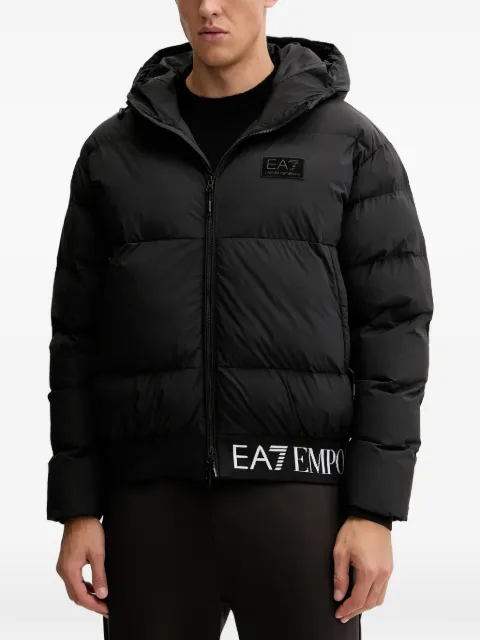 Ea7 Emporio Armani hooded logo-patch jacket