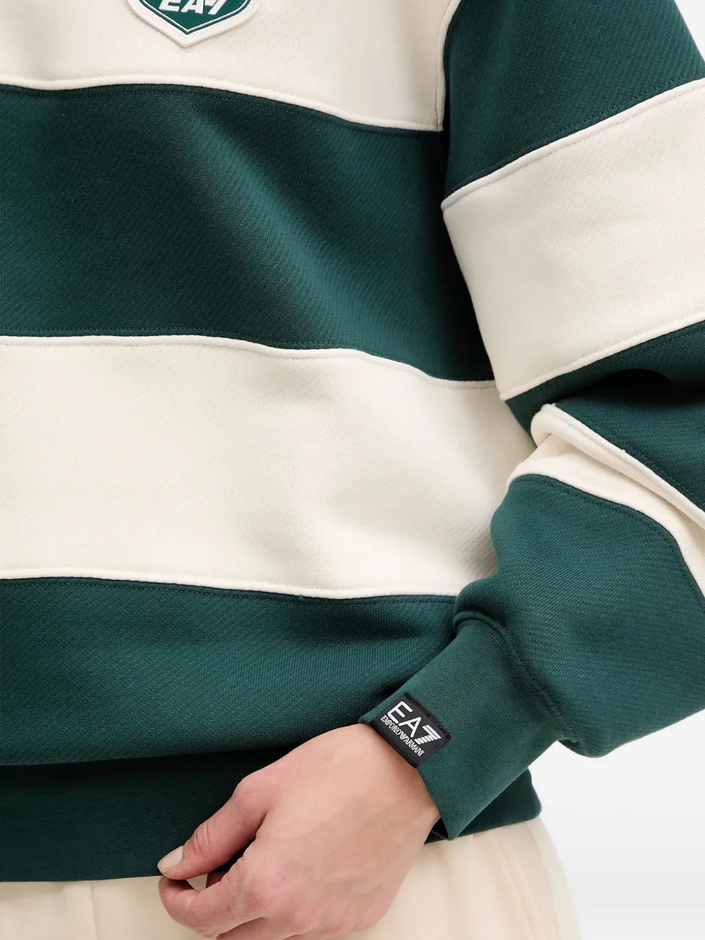 Ea7 Striped Sweatshirt In Green